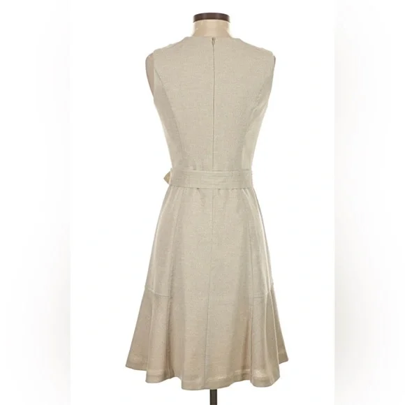 White House Black Market Beige Belted Midi Dress - Picture 4 of 4